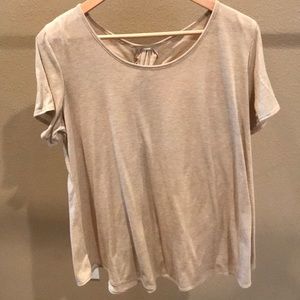 Short sleeve tan tunic with lace tie back